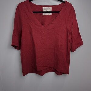Women's Red V-Neck Top
